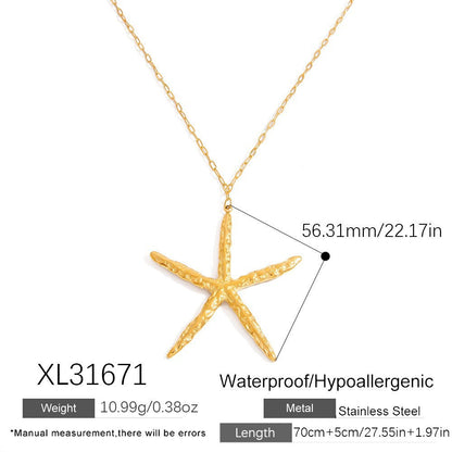 Starfish Pendant Necklace and Earring Set Stylish Vacation Jewelry