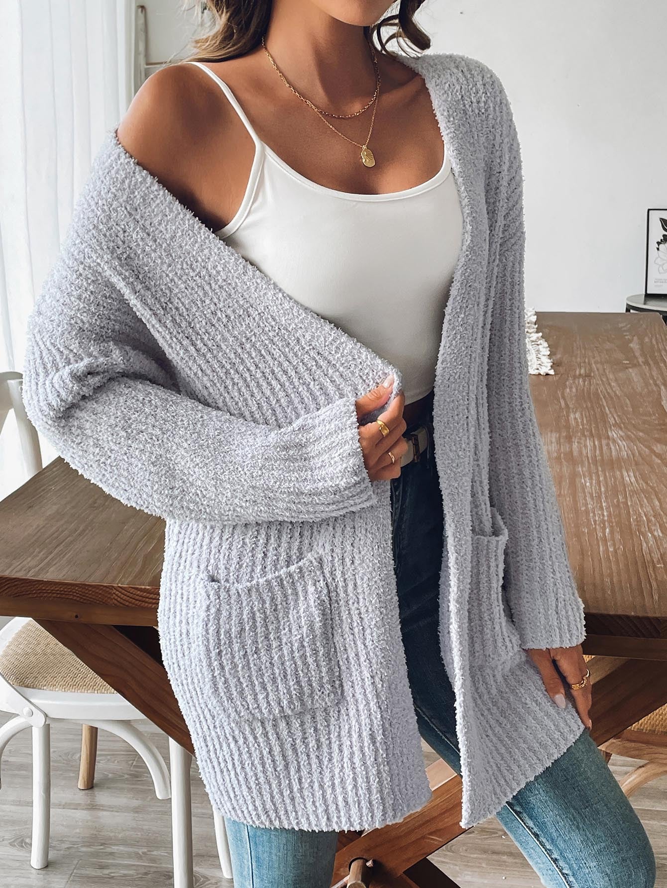 Women鈥檚 Casual Knit Cardigan With Pockets
