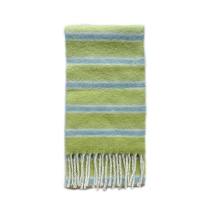 Color Block Striped Scarf with Fringes Stylish Warm Scarf