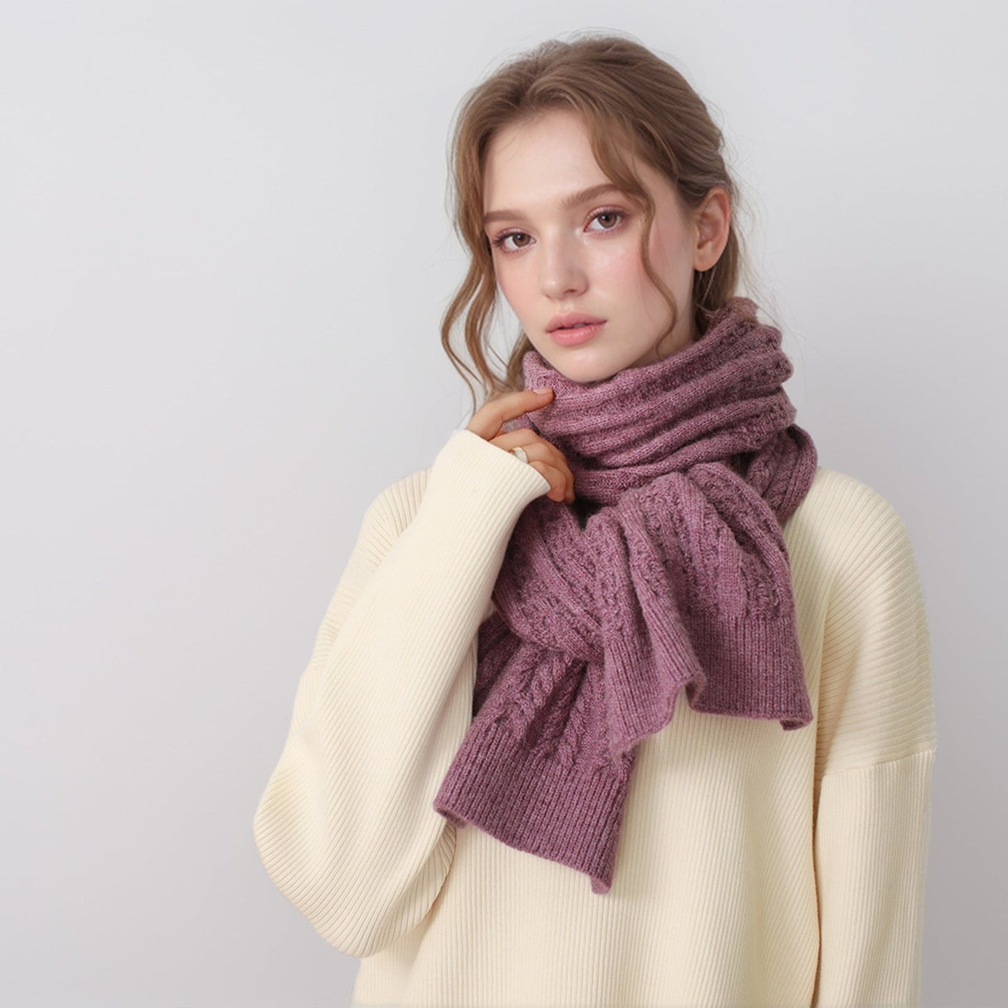 2+ Solid Color Twist Knit Scarves