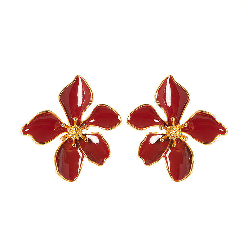 Floral Drop Earrings For Women Silver Studs Elegant Design