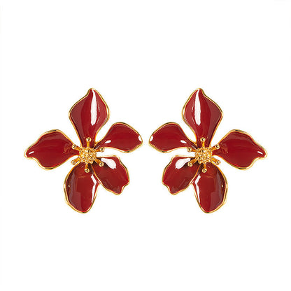 Floral Drop Earrings For Women Silver Studs Elegant Design