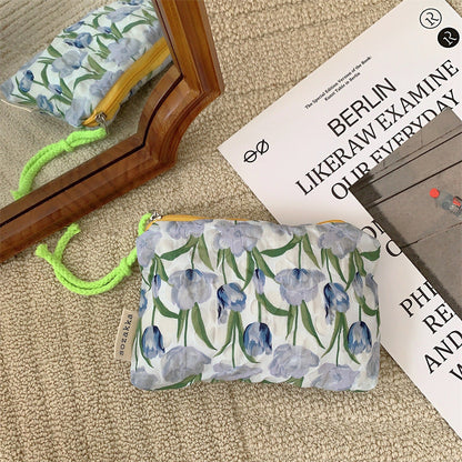 Simple Flower Print Mini Make Up Bag