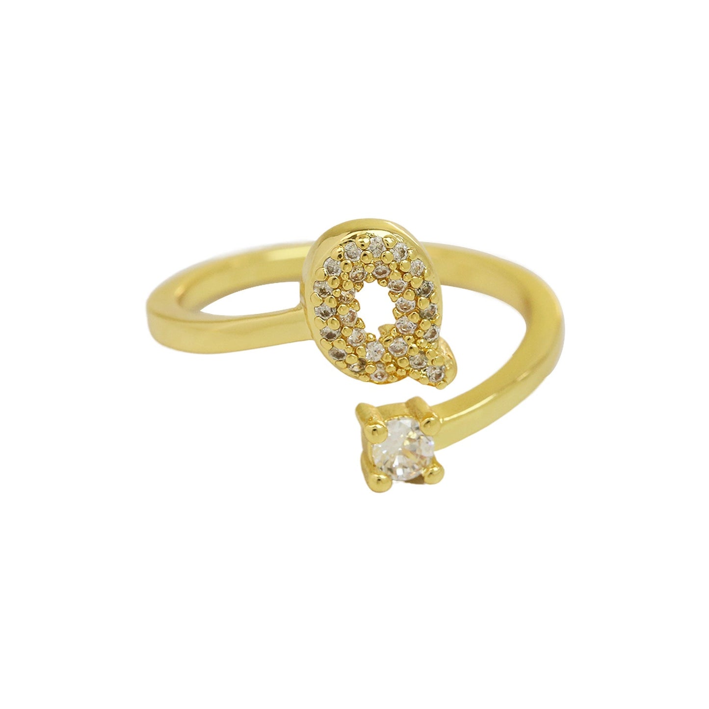 Letters AâZ Sparkling Zircon Adjustable Ring