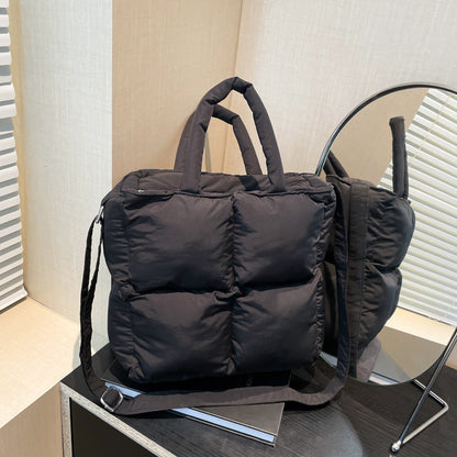 Soft Quilted Nylon Tote Bag Stylish Casual Handbag