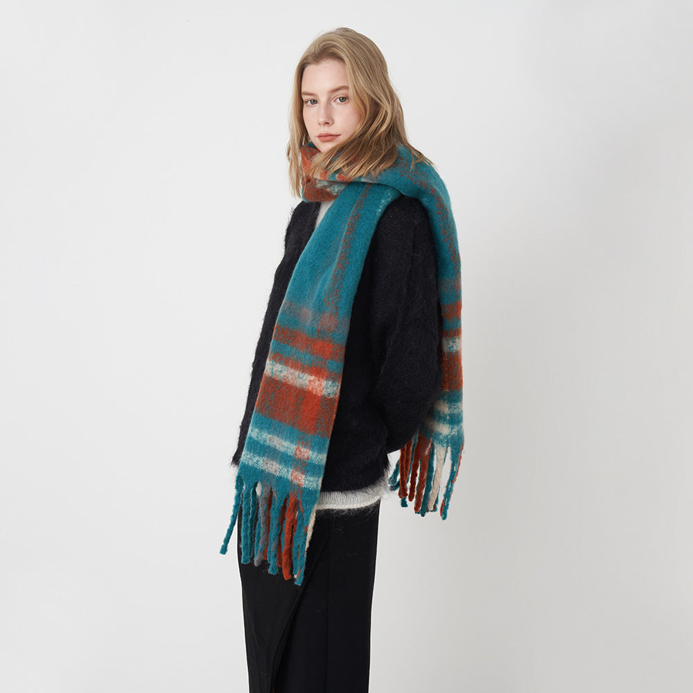 2+ Plaid Tassel Mohair Scarves
