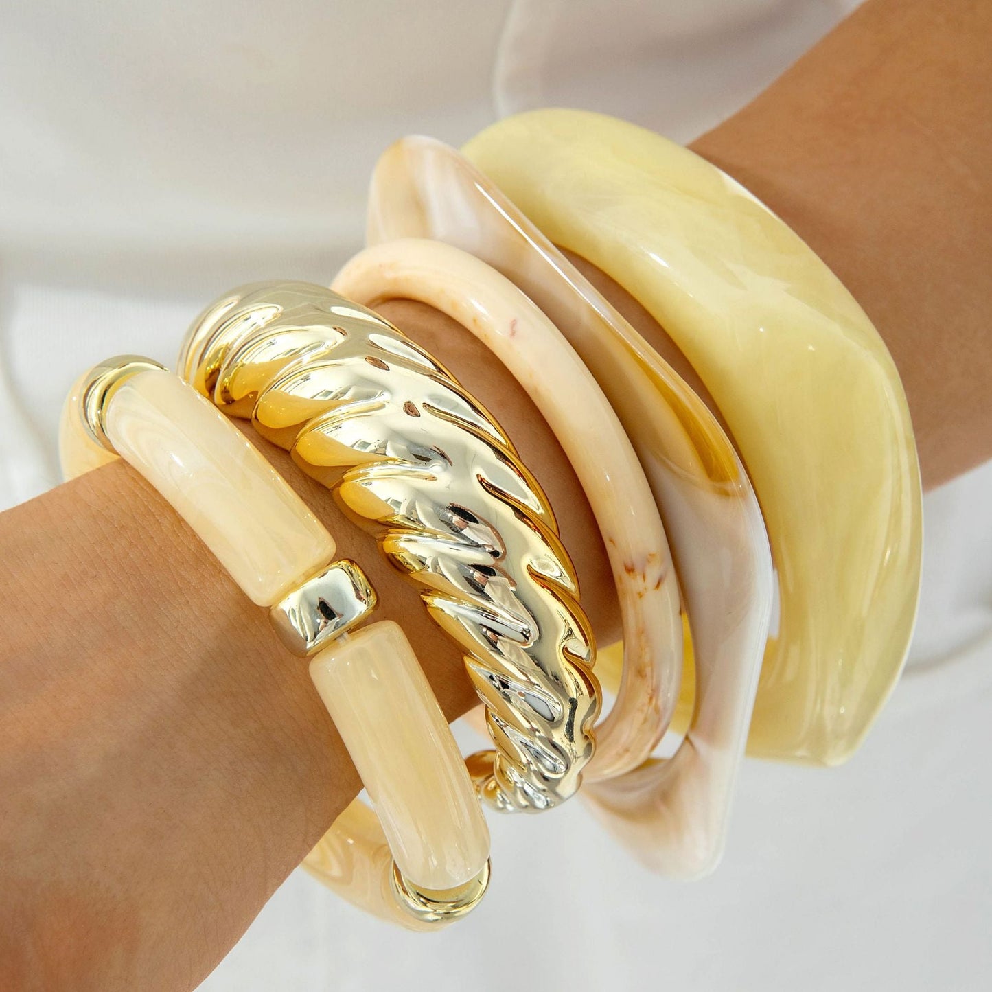 Exaggerated Acrylic Bead Bracelet Set Colorful Retro Jewelry