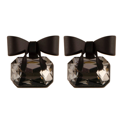 Fashionable Black Crystal Bow Earrings For Women