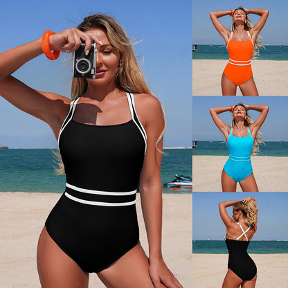 Women'S Solid One-Piece Swimsuit Athletic Swimwear