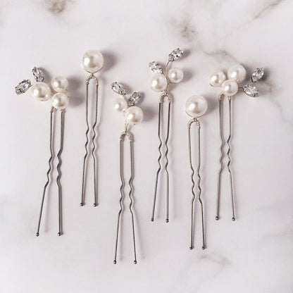 Bridal Wedding Hair Accessories Pearl U Shape Hair Pins Set