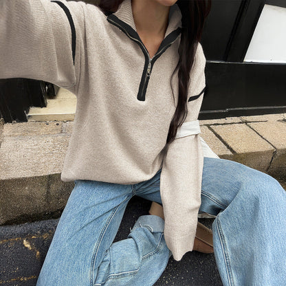 Casual Solid Color Long Sleeve Sweater for Women