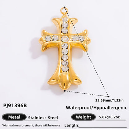 Cross Pendant Accessories DIY Jewelry Stainless Steel 18K Gold Bracelet Necklace