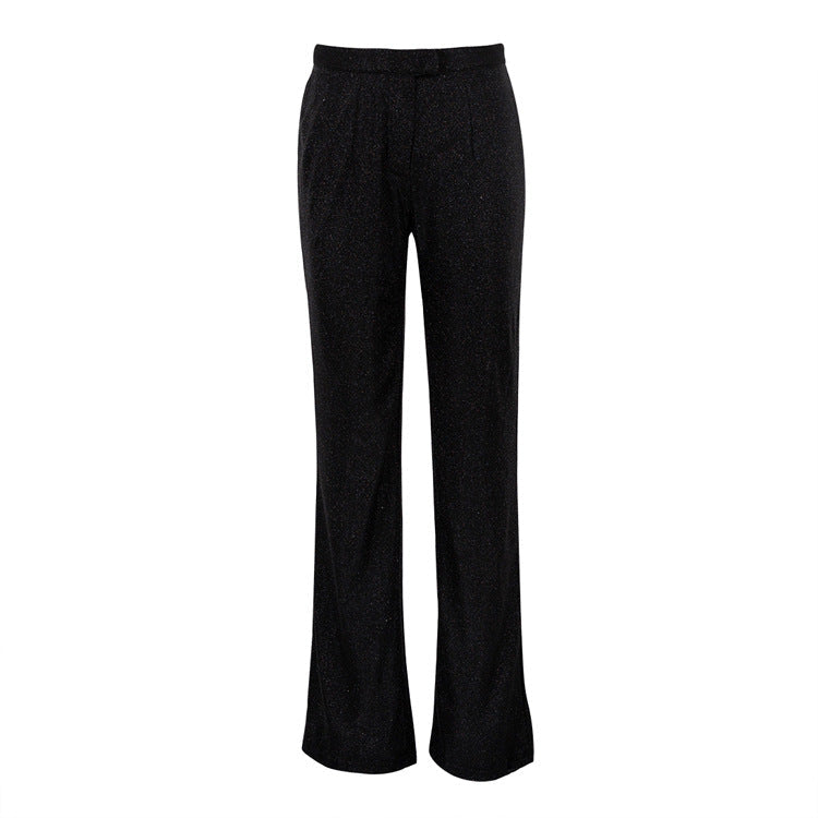Sleek Sequin Suit Set With Cami Top And High-Waisted Pants