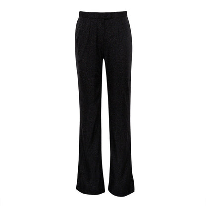 Sleek Sequin Suit Set With Cami Top And High-Waisted Pants