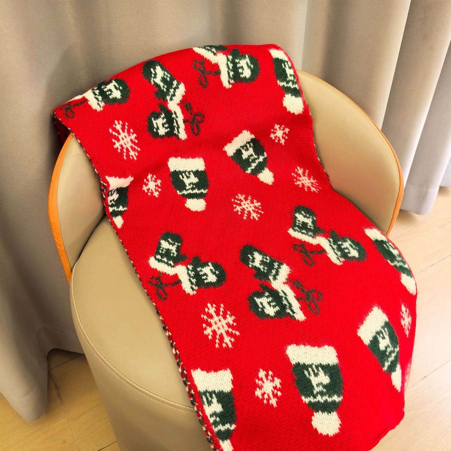 Winter Warm Shawl Christmas Theme Knit Scarf