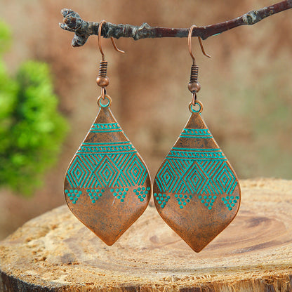 Bohemian Leaf Drop Earrings Vintage Alloy Jewelry
