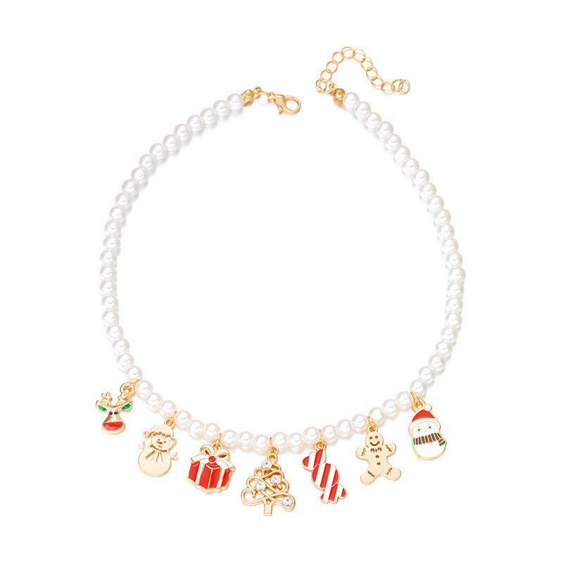 Cute Christmas Tree Snowflake Pendant Necklace