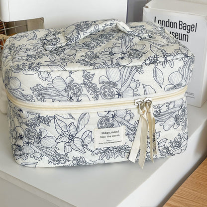 Simple Flower Print Simple Make Up Bag