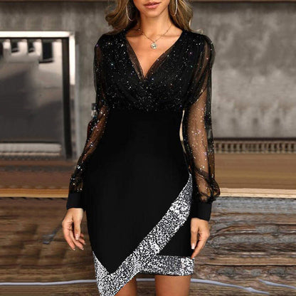 Mesh Stitching Sexy Dress Women