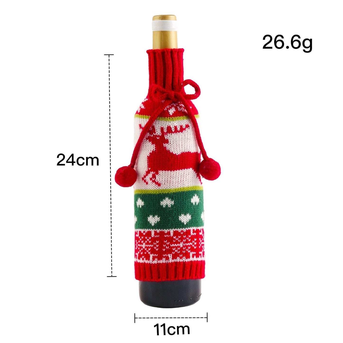 Fur Ball Bow Wine Bottle Set Elk Elder Snowman Knitted Wine Set Decoration Gift Decoration