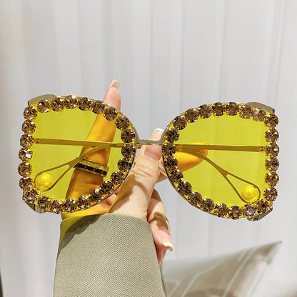 Trendy Oversized Luxury Rhinestone Sunglasses for Women