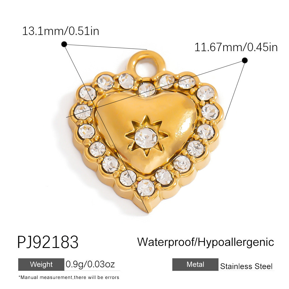 Luxury Stainless Steel Jewelry Accessories Elegant Heart-Shaped Stones