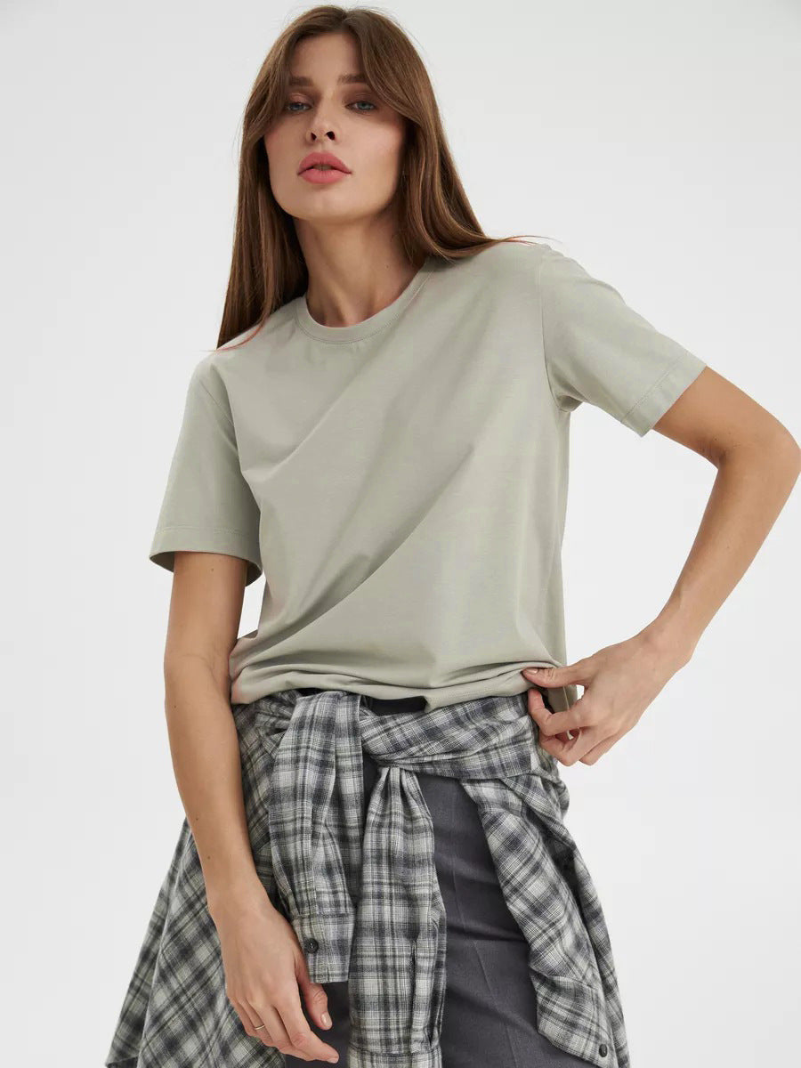 Casual Solid Cotton Short Sleeve T-Shirt for Everyday Wear