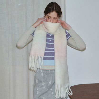 Gradient Wool Blend Scarf Women's Thick Warm Stylish Neck Wrap