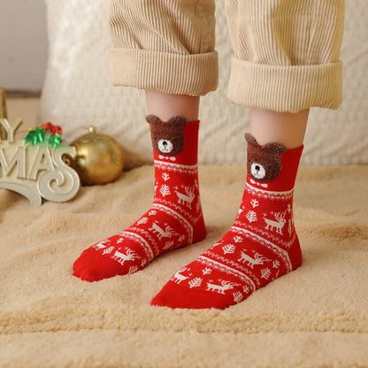 Christmas Reindeer Cartoon Funny Crew Socks