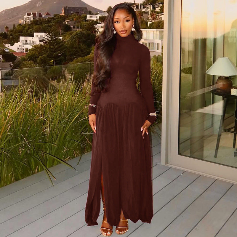 Elegant Solid Color Long Sleeve Bodycon Dress
