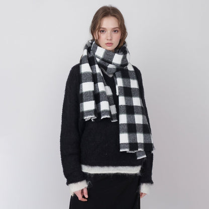 2+ Vintage Plaid Tassel Knit Scarves