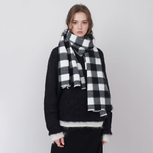 2+ Vintage Plaid Tassel Knit Scarves