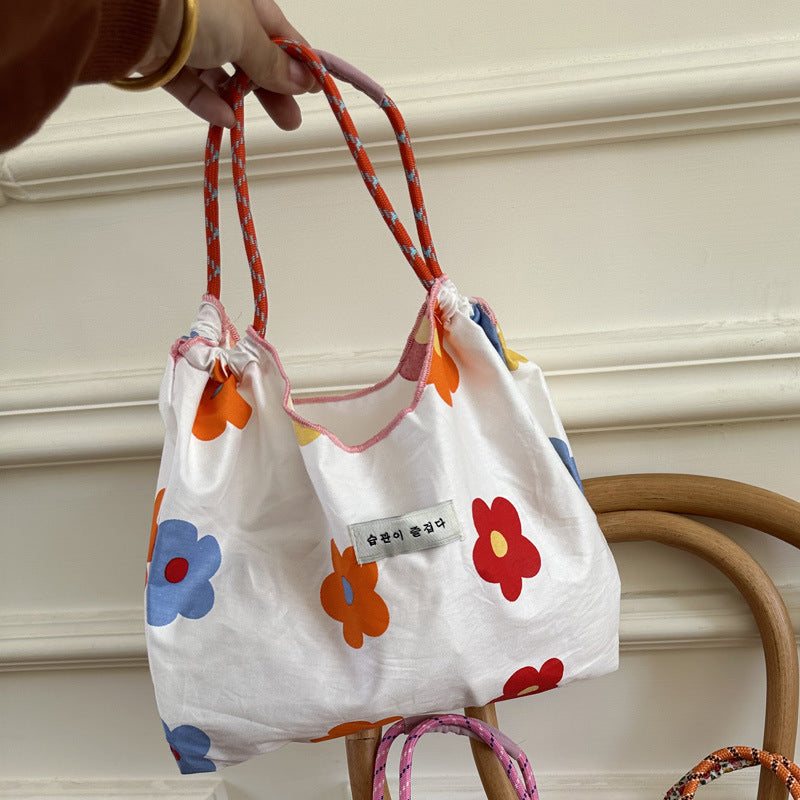 Large Capacity Floral Shopping Bag, Eco-Friendly Tote