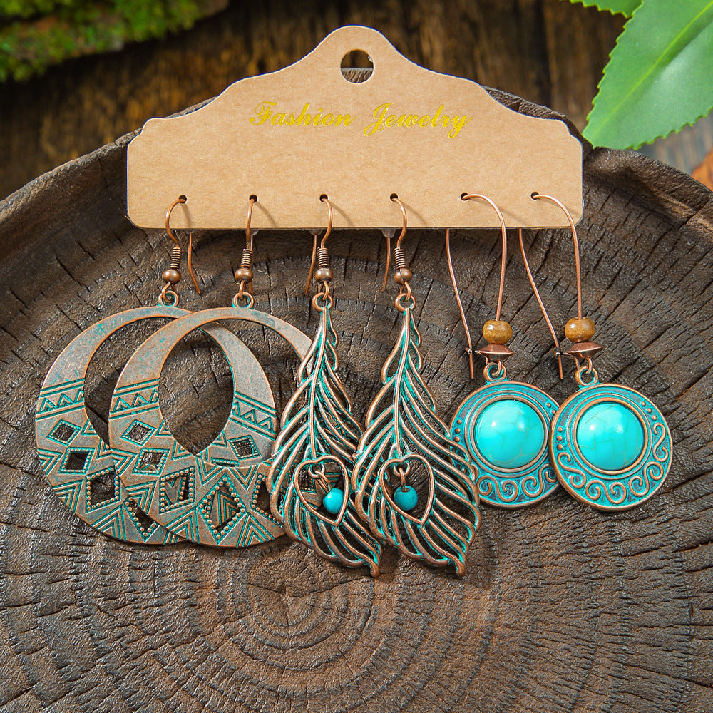 Vintage Bohemian Hollow Geometric Tassel Earrings