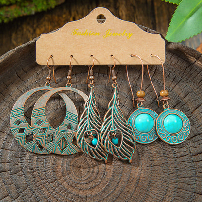 Vintage Bohemian Hollow Geometric Tassel Earrings