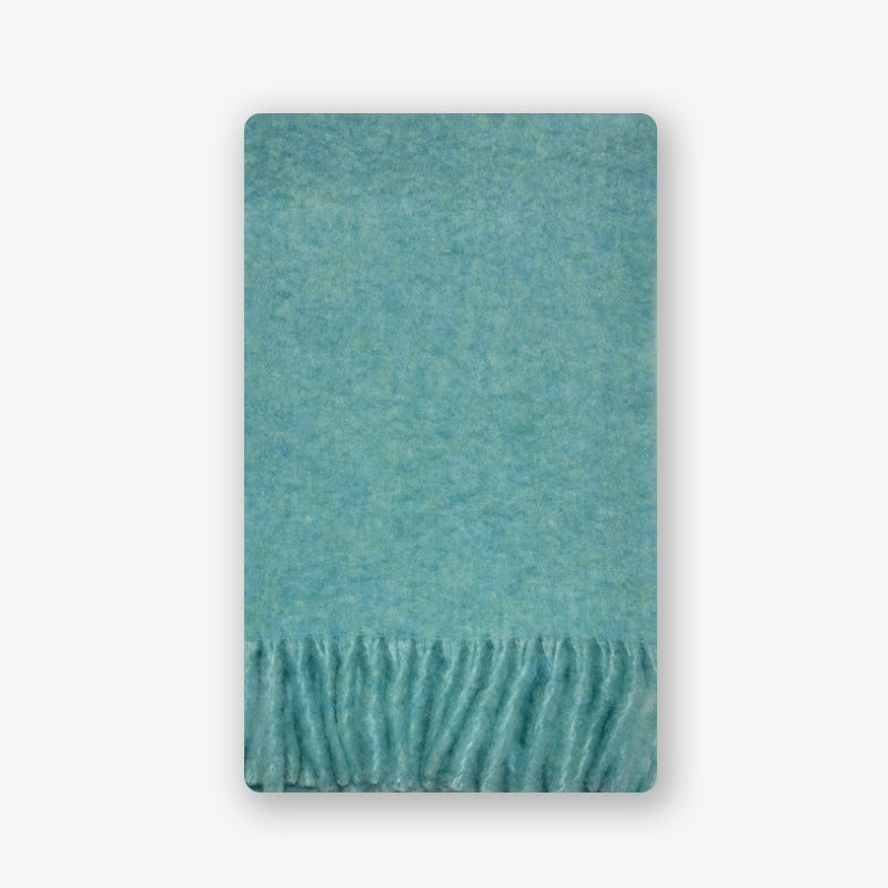 Winter Solid Color Thick Tassel Wool Scarf