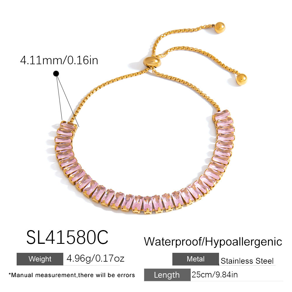 Geometric Stainless Steel Bracelet Colorful 18K Gold Plated Jewelry