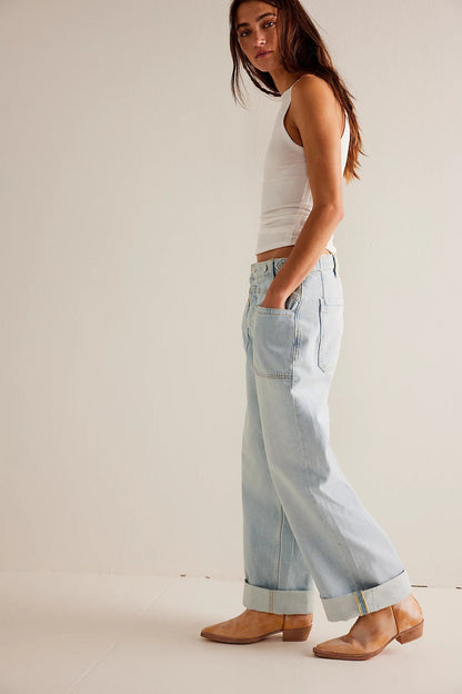 Washed Street Straight Leg Jeans