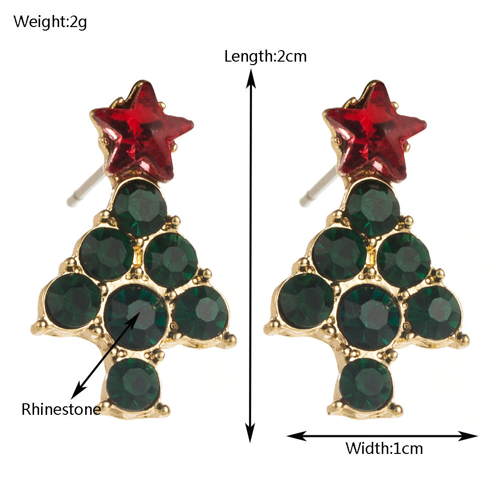 Trendy Christmas Reindeer Earrings with Bow and Tree Design