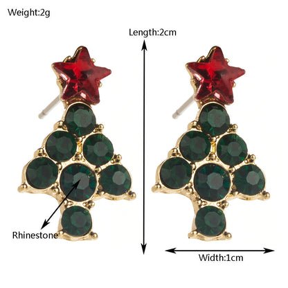 Trendy Christmas Reindeer Earrings with Bow and Tree Design