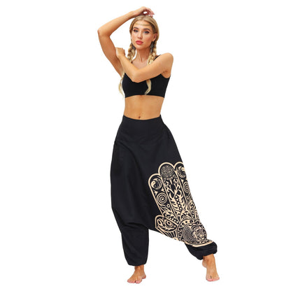 Printed Neutral Harem Pants Hip Hop Casual Pants