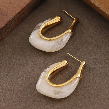 U-Shape Geometric Resin Earrings With 925 Sterling Silver