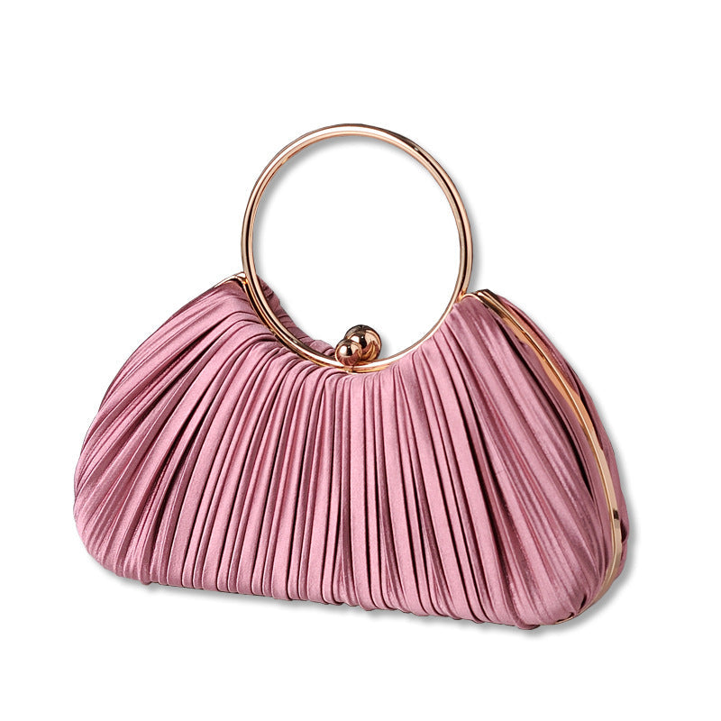 Chic Pleated Peach Evening Bag for Elegant Occasions