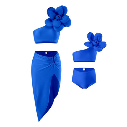 New Women'S Bikini Three-Piece Swimsuit Set With Skirt