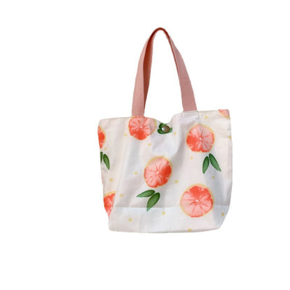 Mini Floral Canvas Tote Bag Cute Soft Cotton Handbag