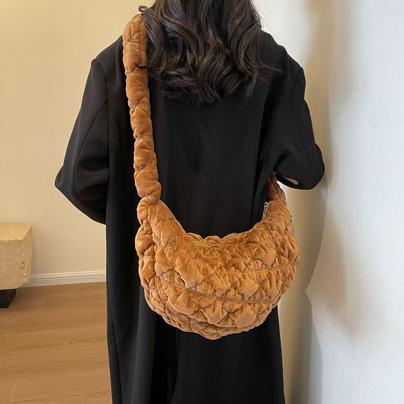 Trendy Velvet Cloud Tote Bag Soft Casual Shoulder Bag