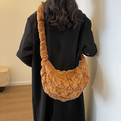 Trendy Velvet Cloud Tote Bag Soft Casual Shoulder Bag