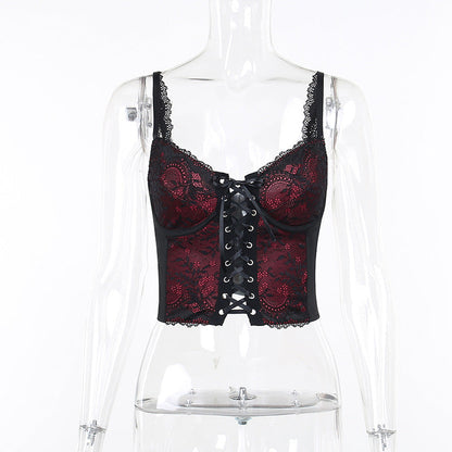 Lace Trim Backless Camisole Top for Women