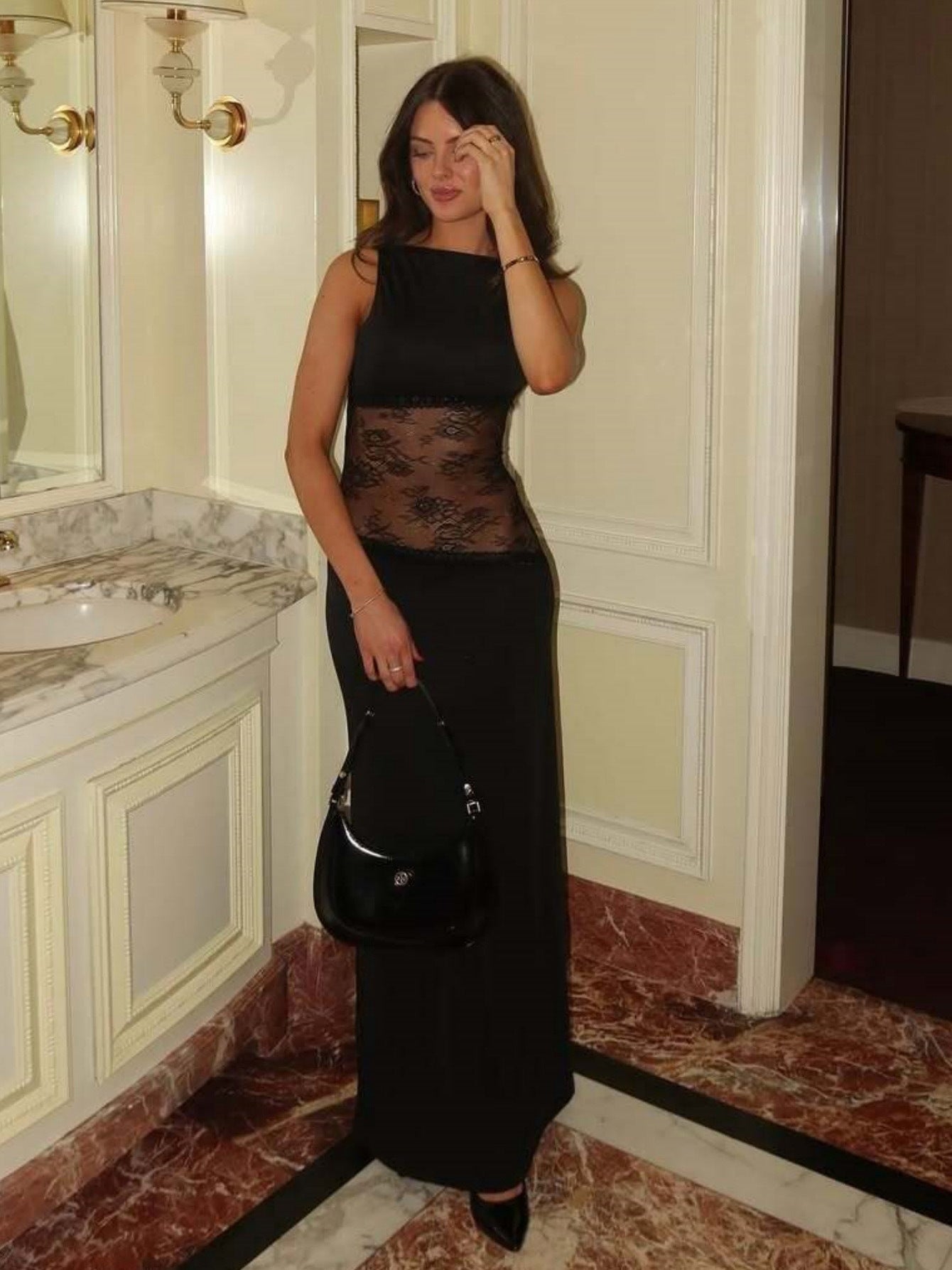 Sexy Lace Backless Sleeveless Long Dress