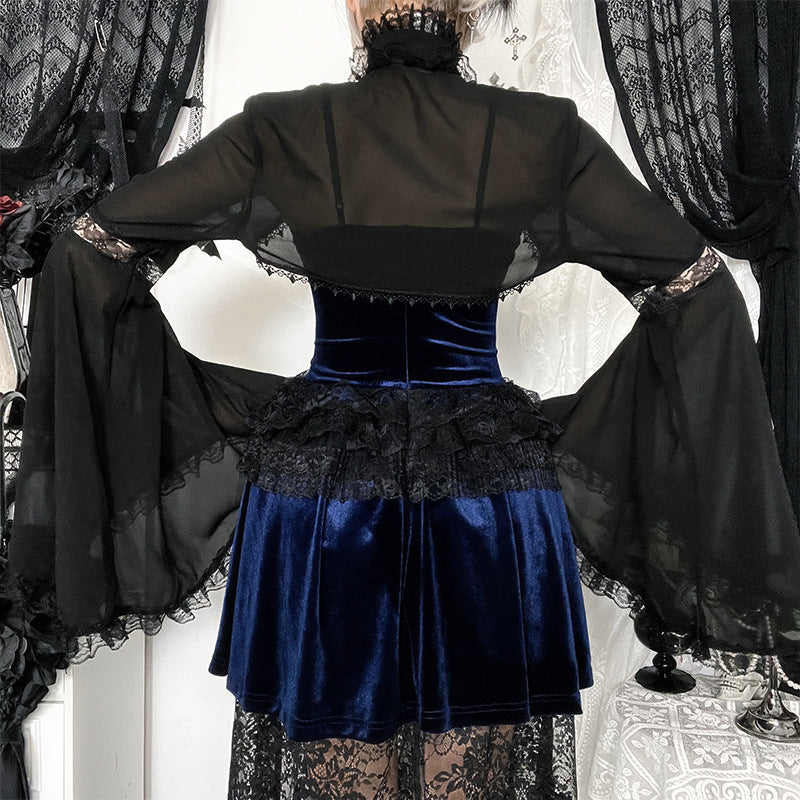 Black Lace Cardigan for Women with Floral Pattern